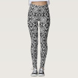 Schwarz-Weiß-Verziert-Mittelmeer-Fliesenmuster Leggings<br><div class="desc">Moderne,  elegante und stilvolle Leggings mit verzierten mediterranen Fliesen in Weiß und Schwarz.</div>