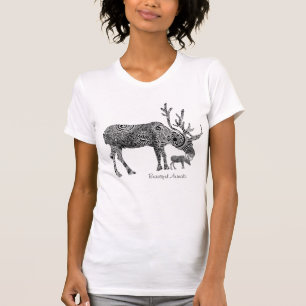 Schwarz-Weiß-Verzierte Blumenmoose T-Shirt