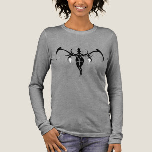 Schwarz-weiß verzierter tribaler Elefanten-Mandala Tri-Blend Shirt