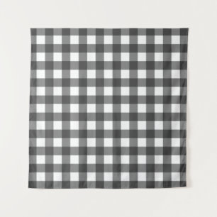 Schwarz-Weiß-Vichy-Druck Gingham-Muster Wandteppich