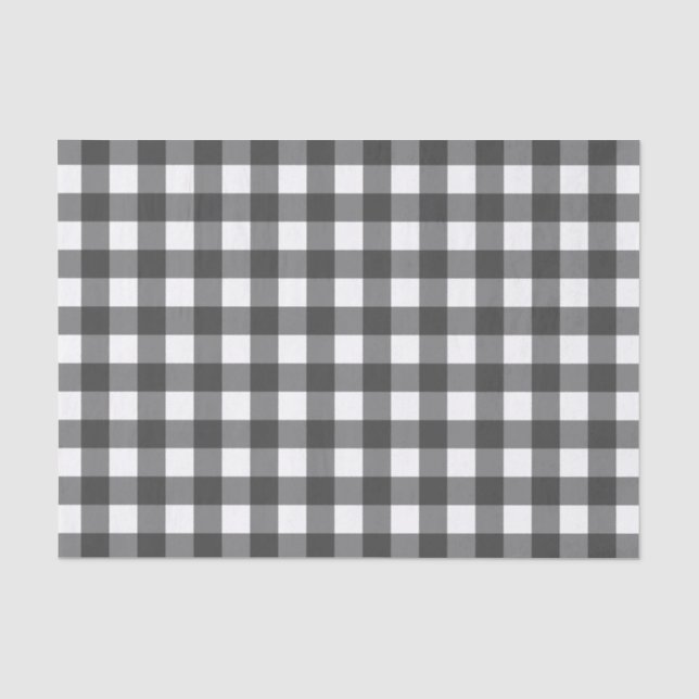 Schwarz-Weiß-Vichy-Print-Gingham-Muster Seidenpapier (Vorderseite)