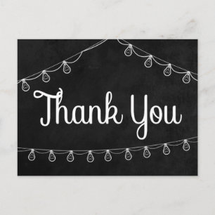 Schwarz & Weiß Vielen Dank Chalkboard String Light Postkarte