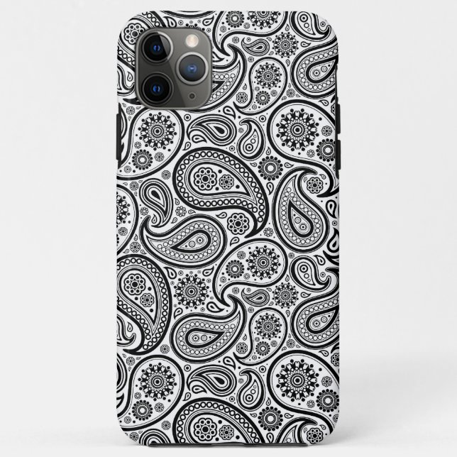Schwarz-Weiß-Vintag Paisley Case-Mate iPhone Hülle (Rückseite)