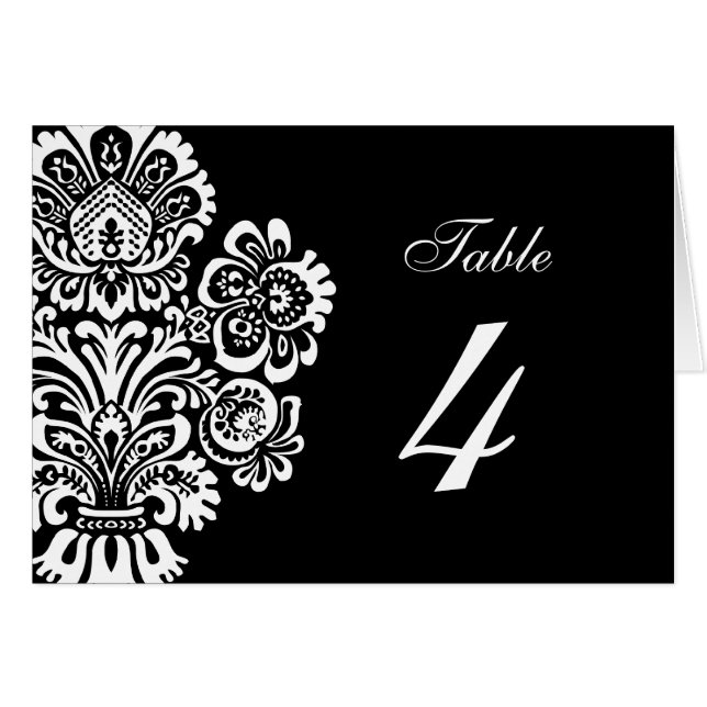 Schwarz-Weiß-Vintage Blumenzwiebeln Tischnummer (Vorderseite (Horizontal))