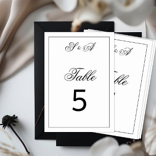 Schwarz-Weiß-Vintage Elegance Hochzeit Tischnummer
