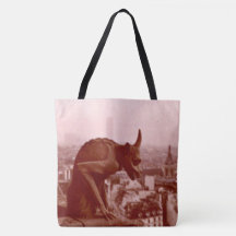 Schwarz-Weiß-Vintage-Paris-Foto-Gargoyle-Tasche
