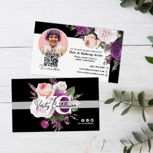 Schwarz-Weiß-Vintage Rose Blumenbeauty Stylist Visitenkarte