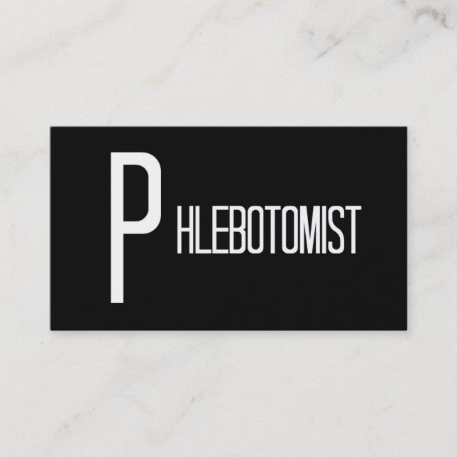Schwarz-Weiß-Visitenkarte für Phlebotomisten Visitenkarte (Vorderseite)