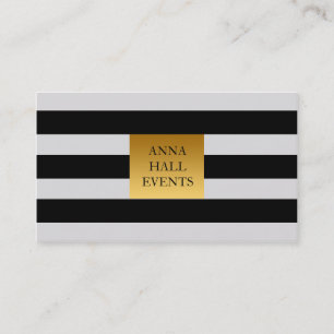 Schwarz-Weiß-Visitenkarte mit Imitats Gold Akzente Visitenkarte