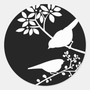 Schwarz-Weiß-Vögel Runder Aufkleber