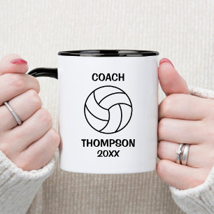 Schwarz-Weiß-Volleyballtrainer Tasse