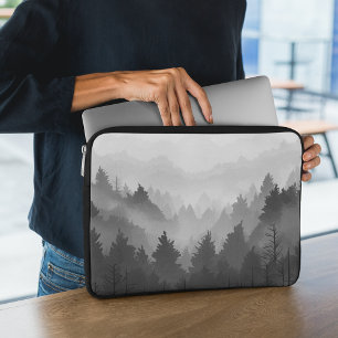 Schwarz-Weiß-Wald Landschaft Minimalistisch Laptopschutzhülle