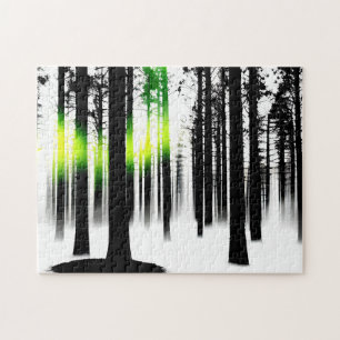 Schwarz-Weiß-Wald mit einzigartigem Grün