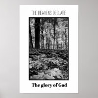 Schwarz-Weiß-Wald-Ruhm Gottes-Poster