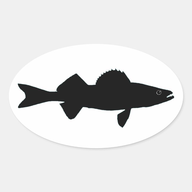 Schwarz-Weiß-Walleye-Logo Ovaler Aufkleber (Vorderseite)