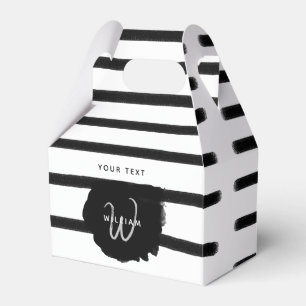 Schwarz-Weiß-Wasserfarben, handgezogene Linien Geschenkschachtel