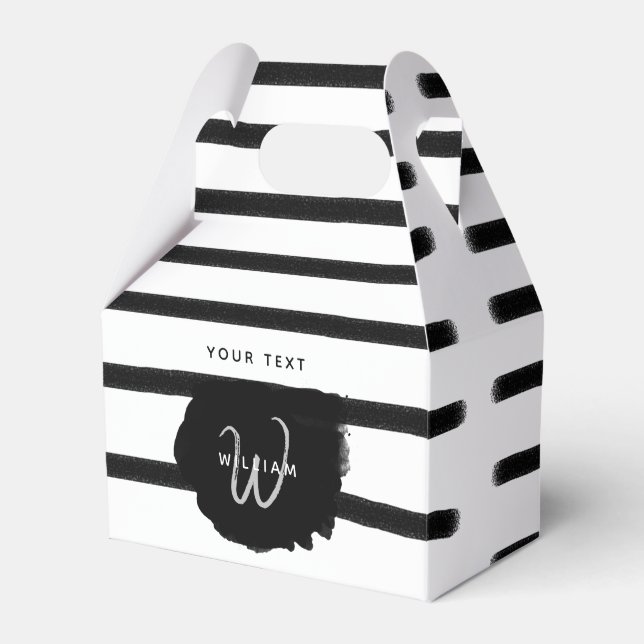 Schwarz-Weiß-Wasserfarben, handgezogene Linien Geschenkschachtel (Vorderseite)