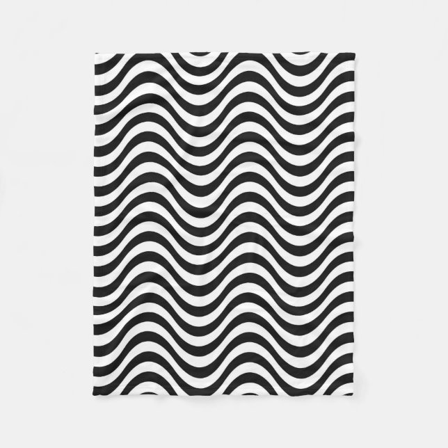 Schwarz-Weiß-Waves Fleecedecke (Vorderseite)
