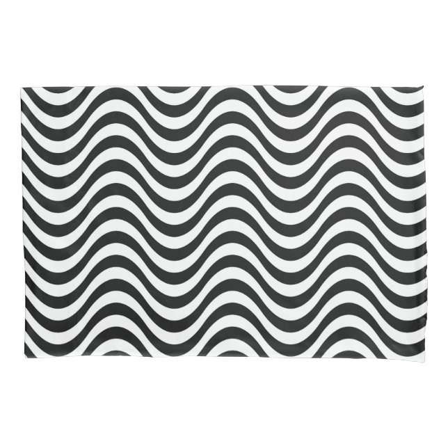 Schwarz-Weiß-Waves Kissenbezug (Vorderseite)