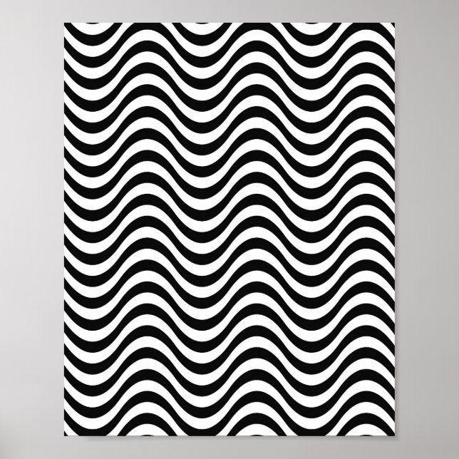 Schwarz-Weiß-Waves Poster (Vorne)