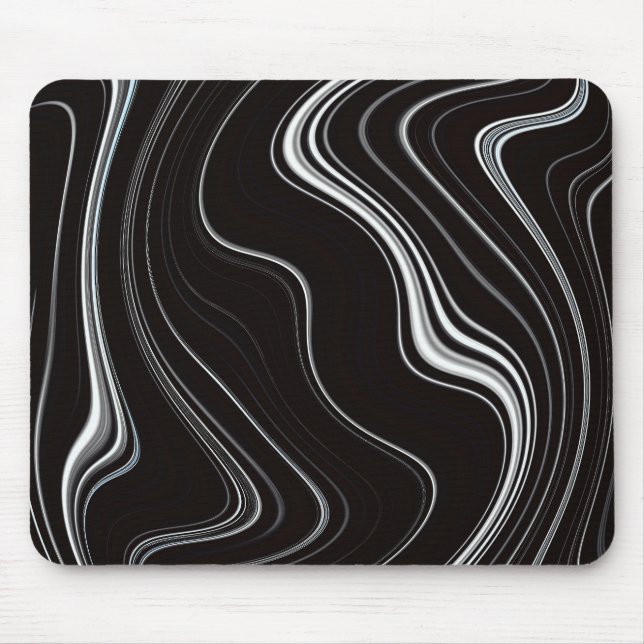 Schwarz-Weiß-Wavy-Abstraktion Mousepad (Vorne)