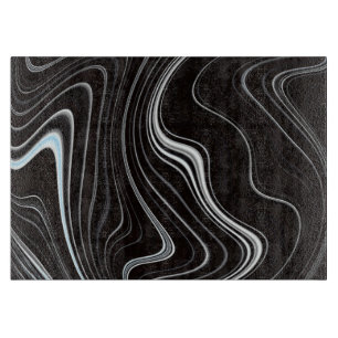 Schwarz-Weiß-Wavy-Abstraktion Schneidebrett