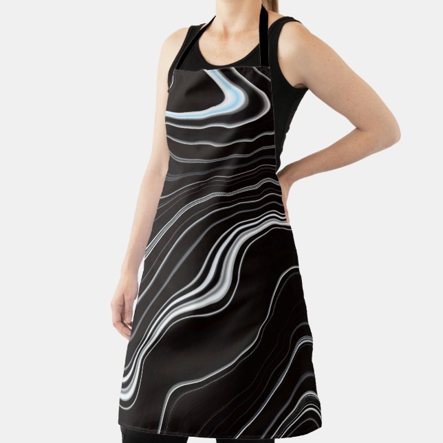 Schwarz-Weiß-Wavy-Abstraktion Schürze (InSitu)