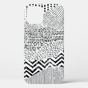 Schwarz-Weiß-Wavy-Muster. Handgezeichnet Ornament  Case-Mate iPhone Hülle