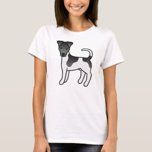 Schwarz-Weiß-Weichfox Terrier Cartoon Hund T-Shirt