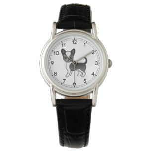 Schwarz-Weiß-Weichling Chihuahua Cartoon Dog Armbanduhr