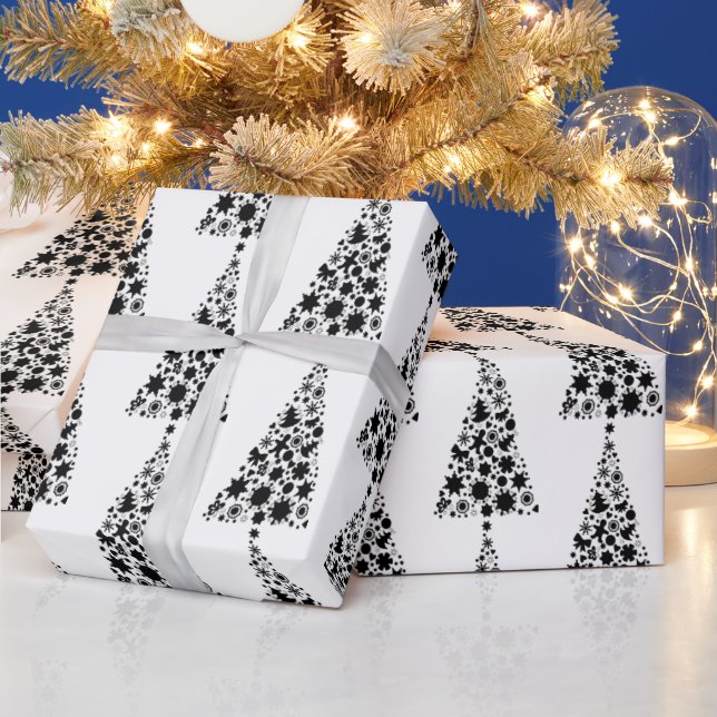 Schwarz-Weiß-Weihnachten Geschenkpapier (Feiertage)