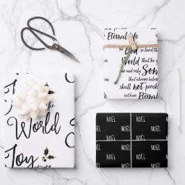 Schwarz-Weiß-Weihnachten Geschenkpapier Set