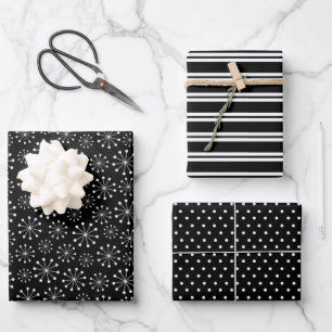 Schwarz-Weiß-Weihnachten Geschenkpapier Set