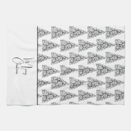 Schwarz-Weiß-Weihnachten Geschirrtuch