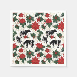 Schwarz & Weiß Weihnachten Holstein Milchkühe Blum Serviette