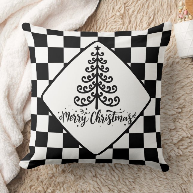 Schwarz-Weiß-Weihnachten Kissen (Decke)