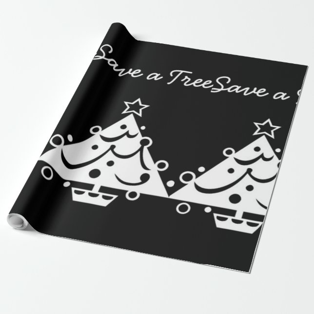 Schwarz-Weiß-Weihnachten Rettete den Baum Geschenkpapier (Ungerollt)