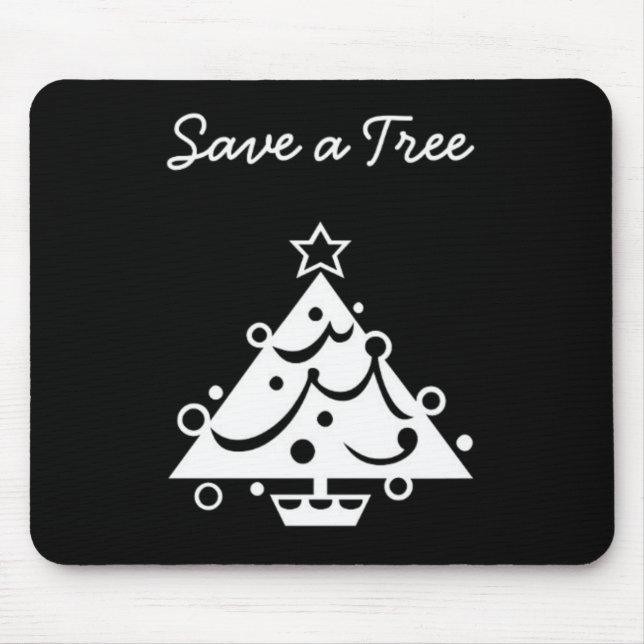Schwarz-Weiß-Weihnachten Rettete den Baum Mousepad (Vorne)