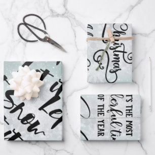 Schwarz, Weiß, Weihnachten, Schneeflocke, Urlaubsa Geschenkpapier Set
