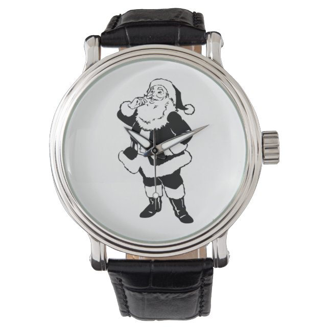 Schwarz/Weiß Weihnachten - Weihnachtsschau Armbanduhr (Vorderseite)