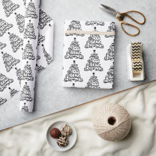 Schwarz & Weiß Weihnachts-Weihnachtsbaummuster Geschenkpapier