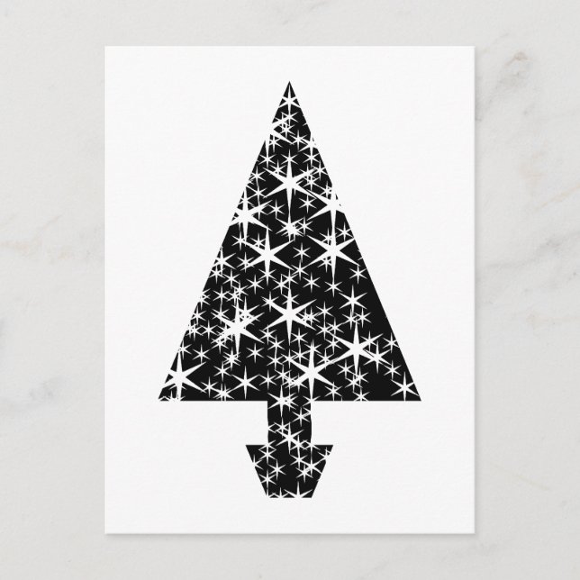 Schwarz-Weiß Weihnachtsbaum Design. Feiertagspostkarte (Vorderseite)