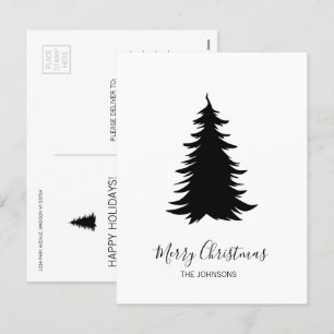 Schwarz-Weiß-Weihnachtsbaum Feiertagspostkarte