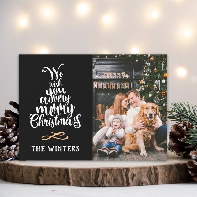 Schwarz-Weiß-Weihnachtsbaum Foto Feiertagskarte (Von Creator hochgeladen)