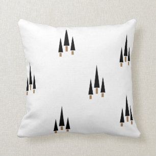 Schwarz-Weiß-Weihnachtsbaum Minimalistisch Kissen
