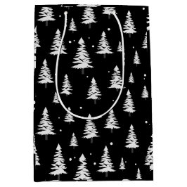 Schwarz-Weiß-Weihnachtsbaum Mittlere Geschenktüte