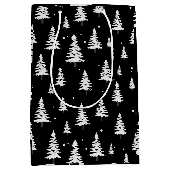 Schwarz-Weiß-Weihnachtsbaum Mittlere Geschenktüte (Vorderseite)
