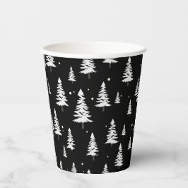 Schwarz-Weiß-Weihnachtsbaum Pappbecher