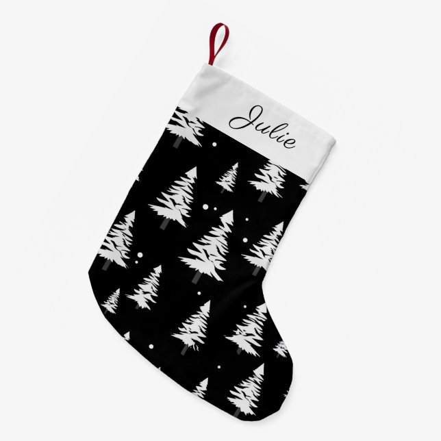 Schwarz-Weiß Weihnachtsbaum Weihnachtsbaum Strumpf Kleiner Weihnachtsstrumpf (Vorderansicht (hängend))