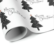 Schwarz-Weiß Weihnachtsbaum Wrapping Pape